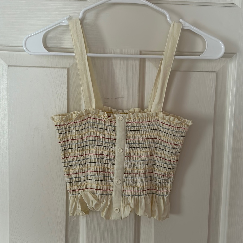 Cream embroidery crop top